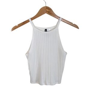 H&M Divided Ribbed Knit High Neck White Tank Top Women’s Small